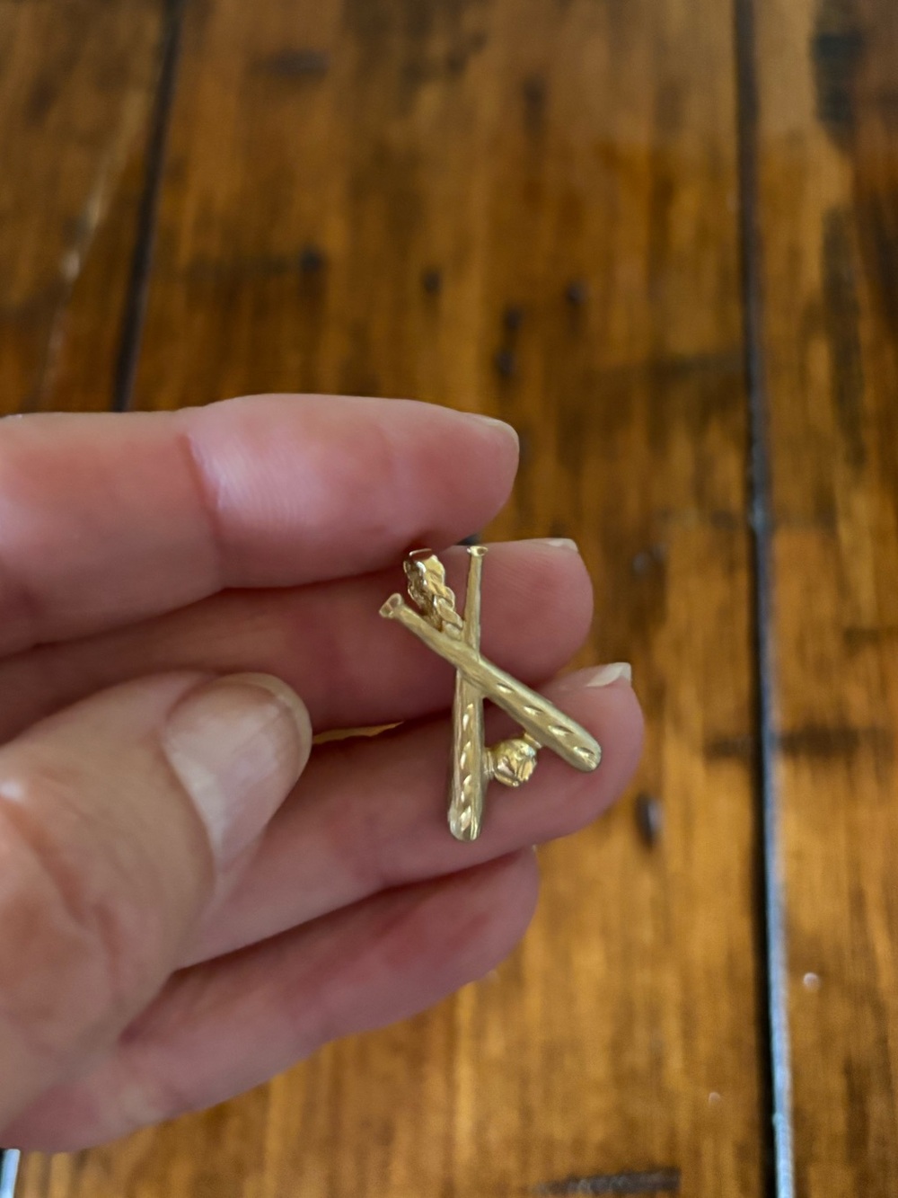14k Gold Baseball Bats & Ball Pendant Charm - Picture 2 of 9